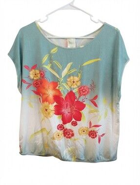 Floral Blouse Made in San Francisco Cap Sleeve Size S